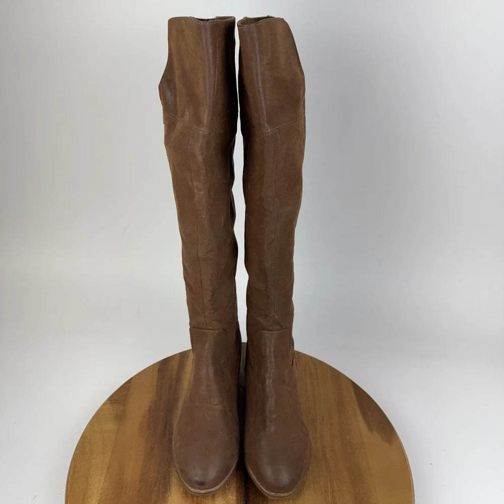 New Womens MIA Carsyn Brown Faux Leather Zip Over The Knee Boots Size 8.5 M NWOB